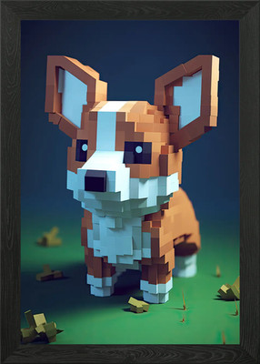 Corgi 8bit Pixel gerahmtes Wandbild Poster Leinwanddruck Bild