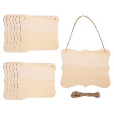 6"x5" Unfinished Hanging Wood Sign Blank with Ropes, Style 8, Pack of 12