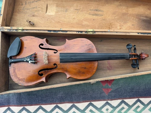 Unusual Antique 1800s American VIOLIN w/Case High Arch Front/Back
