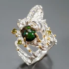 Jewelry gem Natural Black Opal Ring 925 Sterling Silver Size 7 /R470320