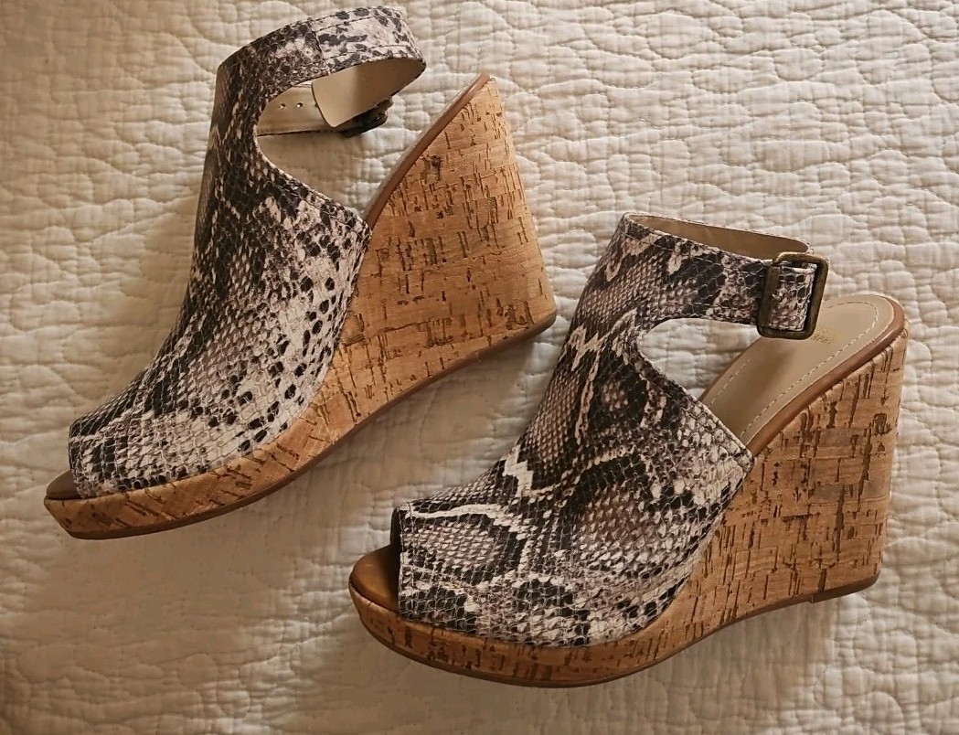 APL Sandali con zeppa Johnston & Murphy Mila stampa serpente cinturino alla caviglia taglia 9 NUOVI
