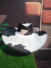Western Cowboy Hat Black White Cow Print Wide Brim Unisex Fashion Hat