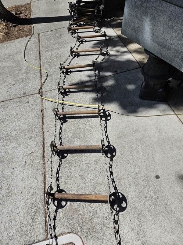 Jacobs Ladder 35' +/- Vintage Military Marine  Ladder Metal/Wood