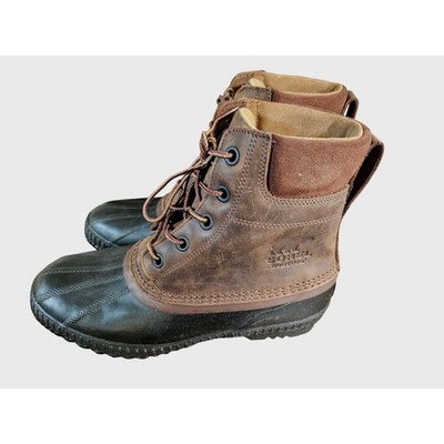 Sorel Cheyanne II Duck Boots Mens 10.5 Tobacco Black Waterproof NM2575-259