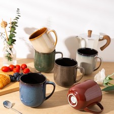 LERATIO 12oz Ceramic Coffee Mugs Set of 6, Large Porcelain Cups for Hot Beverage