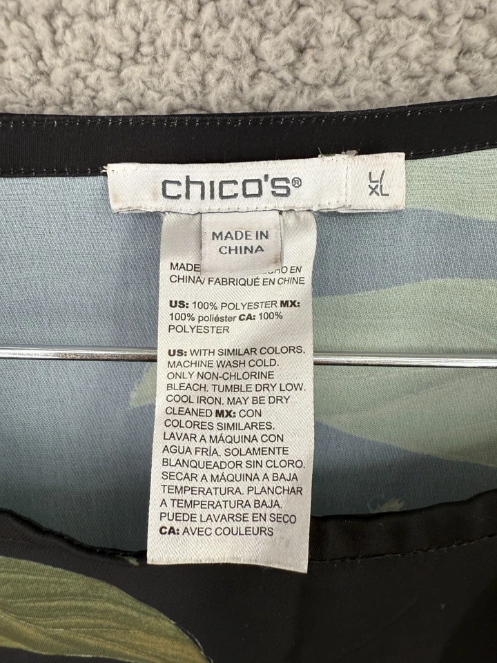 Chicos Border Floral Poncho L/XL Botanical Print Kimono Floral Pullover - Image 3 of 4