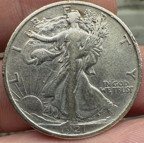 1921-D Walking Liberty Half Dollar, Key Date, Only 208,000 Minted, VF+, RARE!!