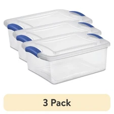 (3 pack) Sterilite 15 Quart Stadium Blue Latch Box