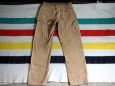 VTG Y2k Dickies Sun Faded Grunge Tan Canvas 34x33 Logo Skate Work Pants Mens