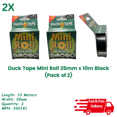 Entenband 2x Mini Rolle 25mm x 10m schwarz - Fix für unterwegs - 260181