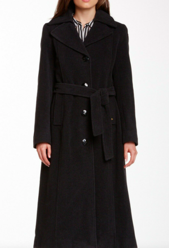 Abrigo de mezcla de lana con cinturón Ellen Tracy negro talla 4 nuevo con etiquetas - Imagen 2 de 12