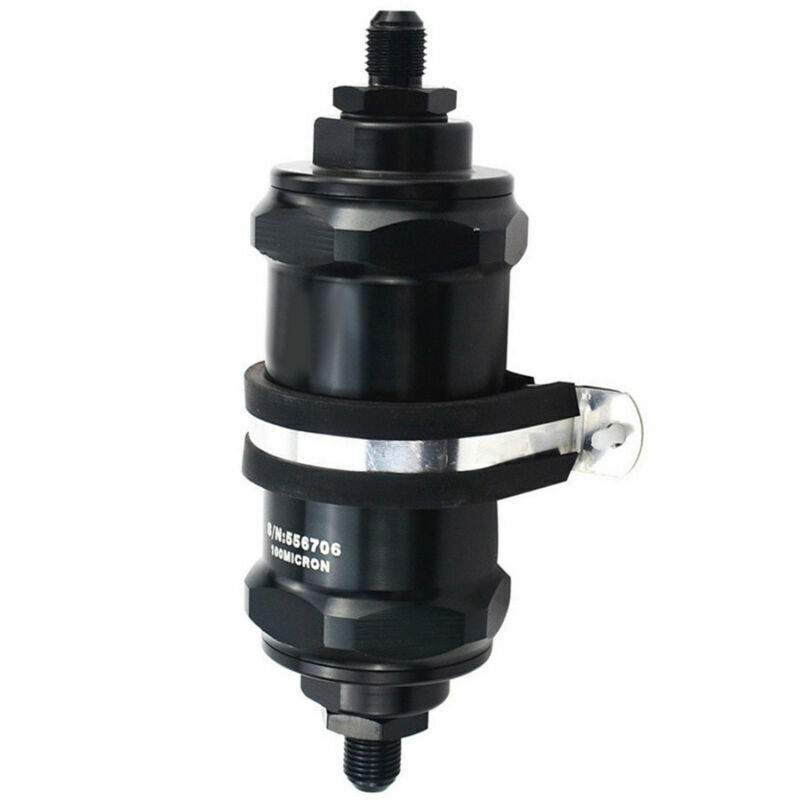 Car Aluminum Inline Fuel Filter E85 Ethanol with 100 Micron Inlet 6 AN