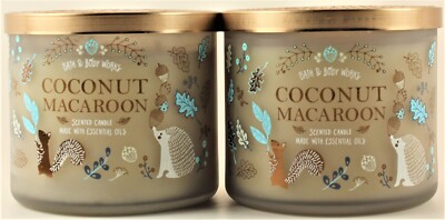 QTY 2 - Bath & Body Works White Barn COCONUT MACAROON 3-Wick 14.5Oz Candle