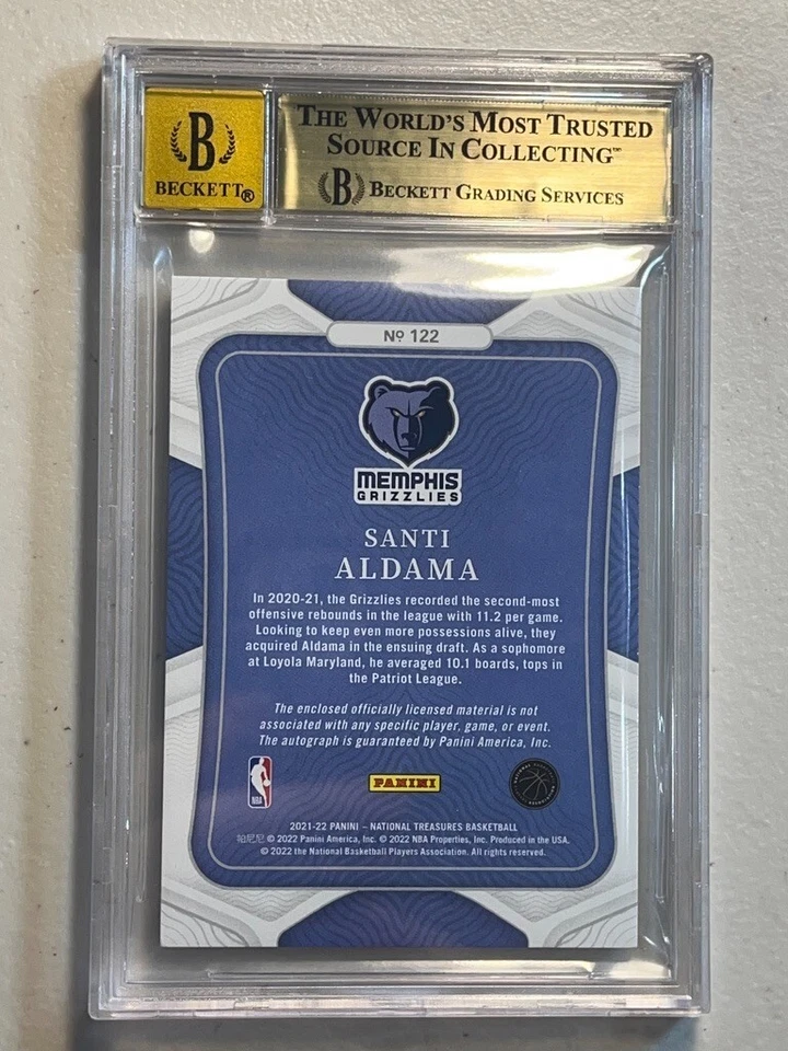 Santi Aldama BGS 9.5 10 2021-22 National Treasures /75 Red RPA Patch Auto RC - Image 2 of 2