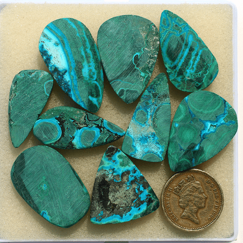 9 Pcs Natural Malachite Chrysocolla Top Grade 28mm-35mm Cabochon Loose Gemstones - Picture 8 of 17
