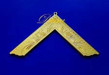 Masonic Collar Jewel Worshipful Master Gold Plated Large 4" Made by DEURA USA