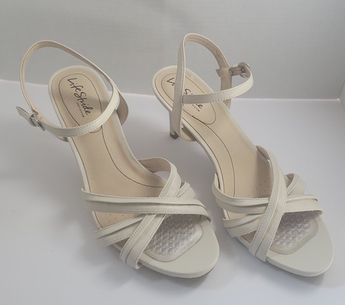 LIFESTRIDE FLEX WHITE 4" HEELS OFFICE SIREN WOMEN'S Size 11W SANDALS CORPCORE