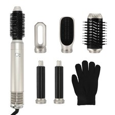 Hot Air Brush 6 in 1 Hair Dryer Brush Detachable Hair Styler Set Silver Tone