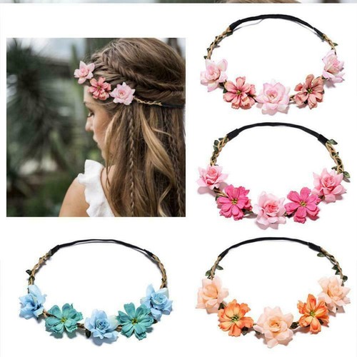 Blumen Haarreif Kopf Girlande Haarband Krone Kranz Festival Boho Hippie Strände - Bild 4 von 19