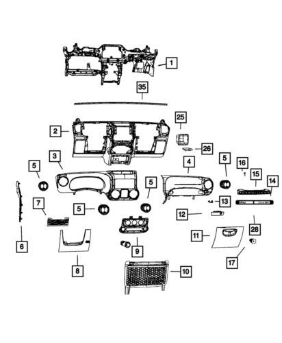 Conducto de aire del panel instrumental para Jeep Wrangler 2013-2017 (N/P 1UD96JS3AB)