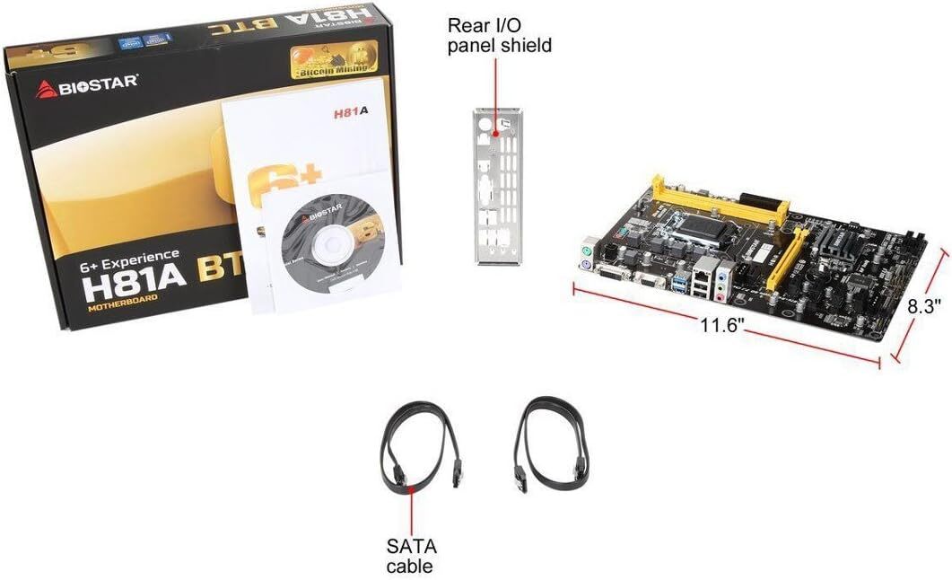 BIOSTAR H81 A LGA1150 Intel H81 GPU Mining Motherboard