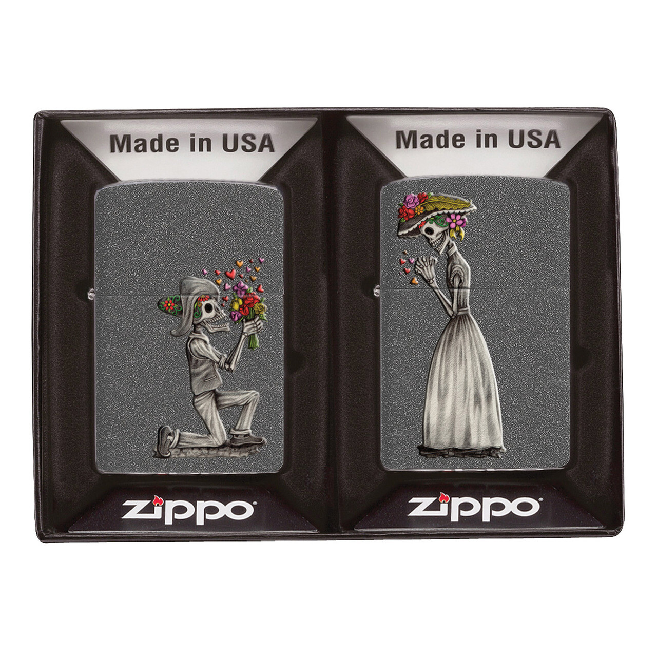 Zippo Lighter Iron Stone Couple 2 Tale of Love Lighters Gift Boxed 100% Genuine