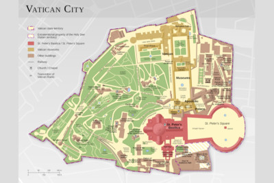 Vatican City Map Diagram Rome Italy Catholic Poster Art Print Color - PICK SIZE