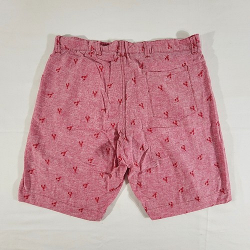 Tenth + Ocean Mens 34 (Actual 34" x 9.5") Linen Blend Chino Shorts Lobster Print - Picture 2 of 5