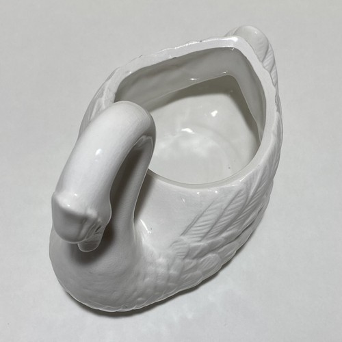 Vintage Swan Figurine White Planter Trinket Dish Home Decor Ornament Bird Vase - Picture 7 of 14