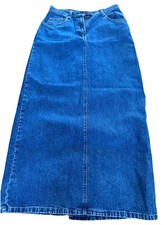 90 s Y2K Sonoma Long Denim Jean Maxi Skirt Size 8 Back Slit Pockets