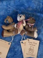 Lot of 3 Honey Bear Creations Artist Miniature Micro Button Teddy Bears NWT