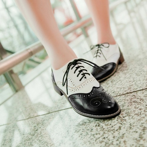 Low Block Heels Casual Wing tip Shoes 
