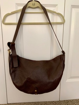 IL BISONTE Large Dark Brown Crescent Shoulder Bag in Excellent Condition