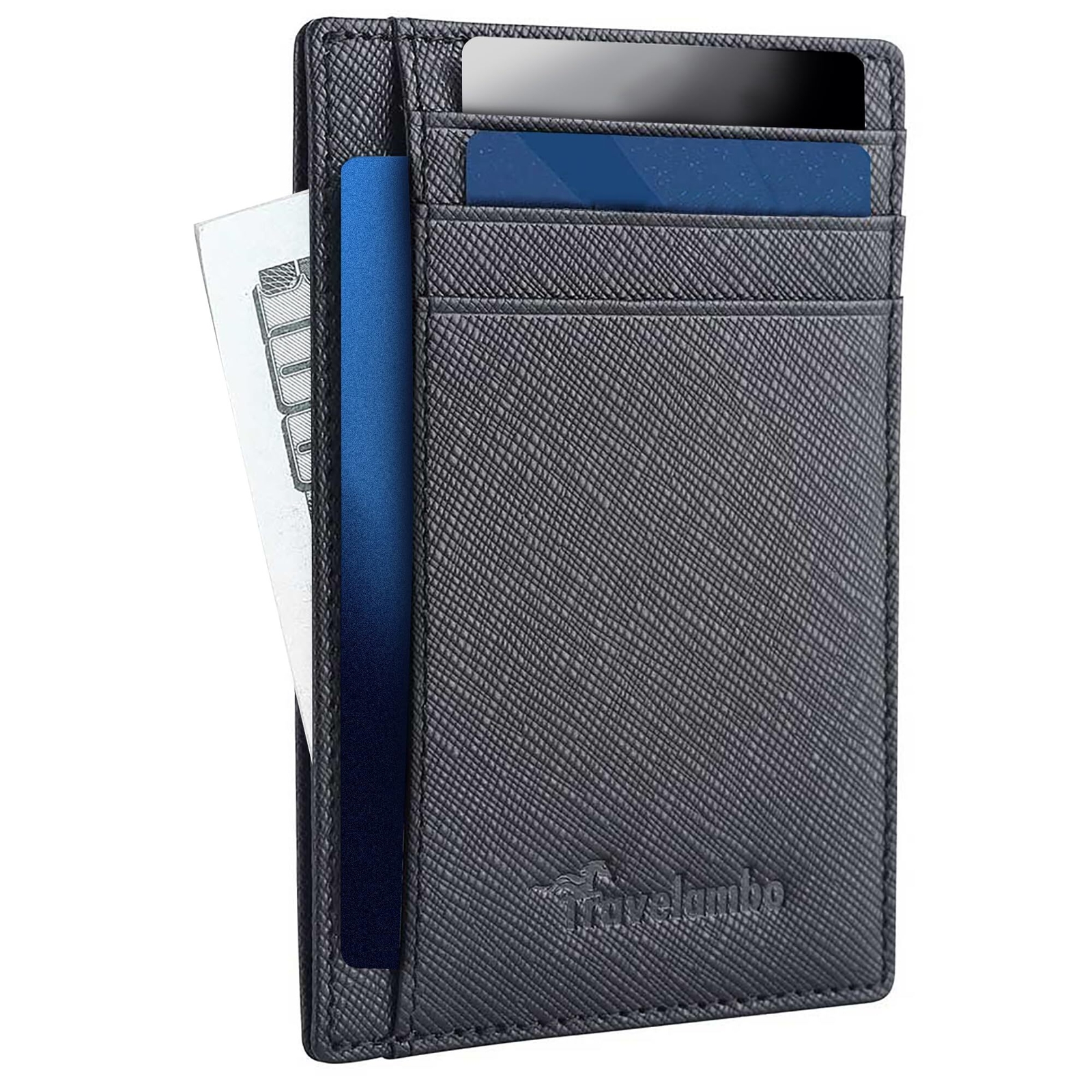 Travelambo Slim Minimalist Leather RFID Blocking Front Pocket Wallet Medium Size
