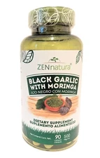Zennatura Ajo Negro con Moringa 90 Tabletas, Black Garlic with Moringa 500mg.