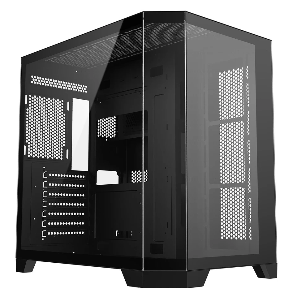 CIT DS360 ATX Gaming Case Dual Chamber Full Panoramic Tempered Glass - Black