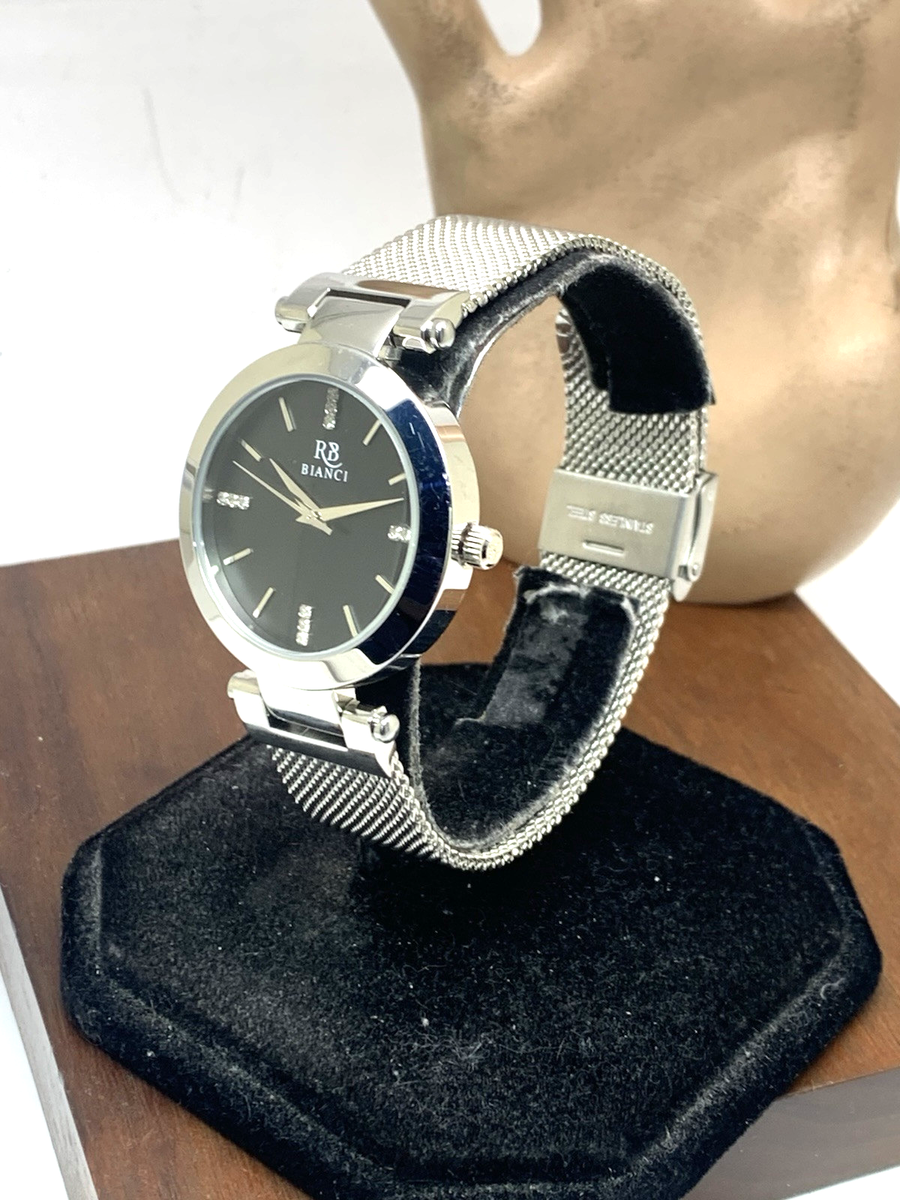 Roberto Bianci Women\'s Watch RB0401 Black Dial Quartz Gemmed Silver Steel 34mm Roberto Bianci Women main image 4