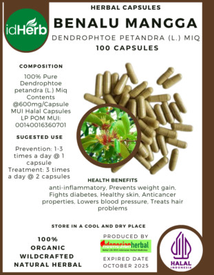 [idHerb] 100-800 Capsule BENALU MANGGA Dendrophtoe petandra (L.) Miq WildCrafted