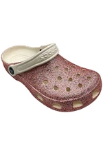 Crocs Kid Girls Classic Glitter Clog Pink Rainbow Glitter