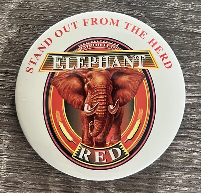 Imported Elephant Red  Stand Out From The Herd  Pinback Button 