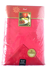 Dinner Party Noel 60" x 84" OBLONG Christmas Tablecloth with 6 Napkins NEW