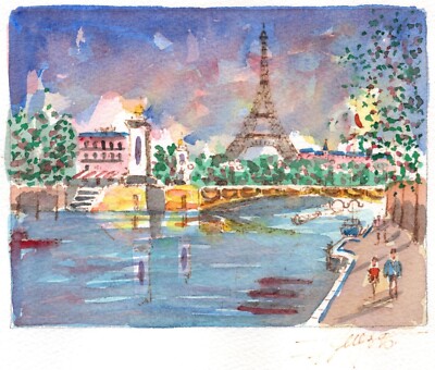 Two Original Paintings of Paris by Joël Perez: The Eiffel Tower