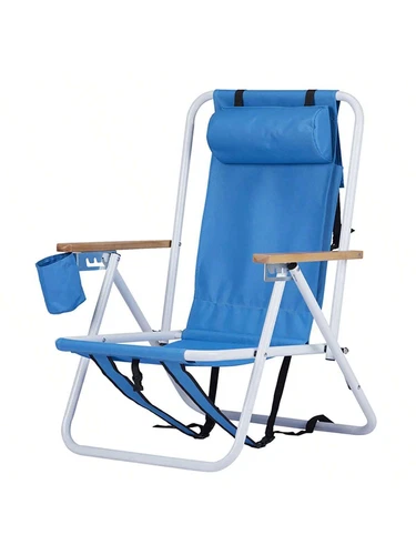 2pcs 23 * 21.7 * 31.5in Blue Beach Chair Oxford Cloth 120kg 4-speed Adjustable