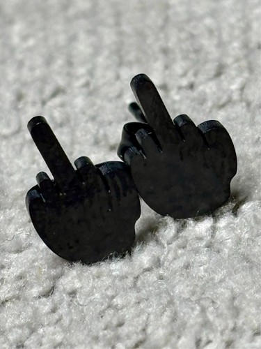 BUY 2 GET 1 FREE Middle Finger Earrings F Bomb Idiot Repellent Edgy Swear Curse - Picture 55 of 108