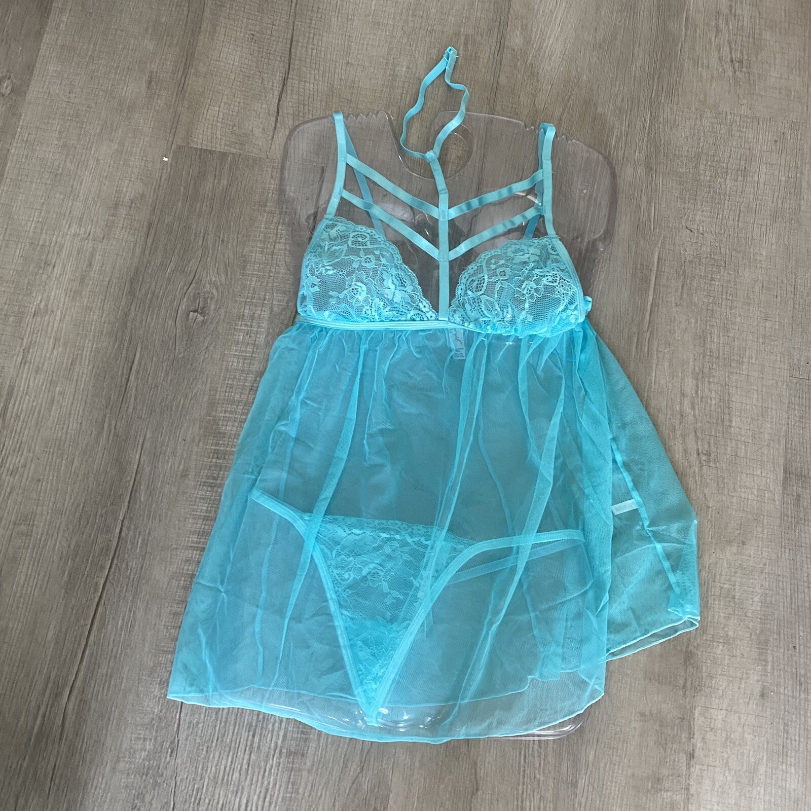 Pure Romance 2 Piece Blue Lace Babydoll Lingerie Set Size 3x New Sealed eBay