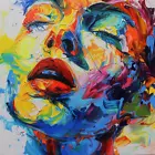 Abstract Expressionism Oil Paint Luxury Canvas Wall Art Picture Print Colourful