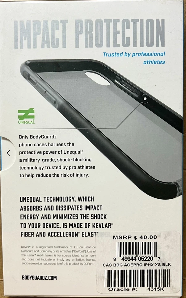 LOTE de 5 - Funda Bodyguardz Ace Pro para Apple iPhone X/XS Humo/Transparente 10 pies. Drop Foto 4 de 4