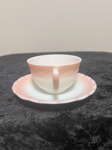 Macbeth Evans Oxford Cremax Pink Pastel Banded Rim Cup & Saucer 2 Sets - Picture 7 of 19