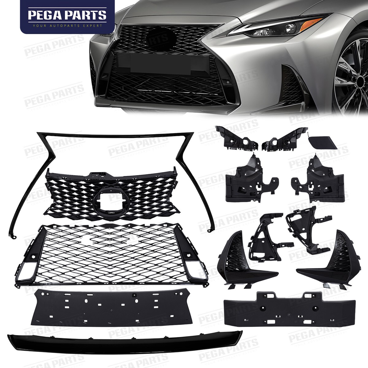 For 2017-2019 Lexus IS300 IS350 F Sport Front Upper Lower Grille