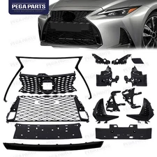 For 2017-2019 Lexus IS300 IS350 F Sport Front Upper Lower Grille Glossy Black